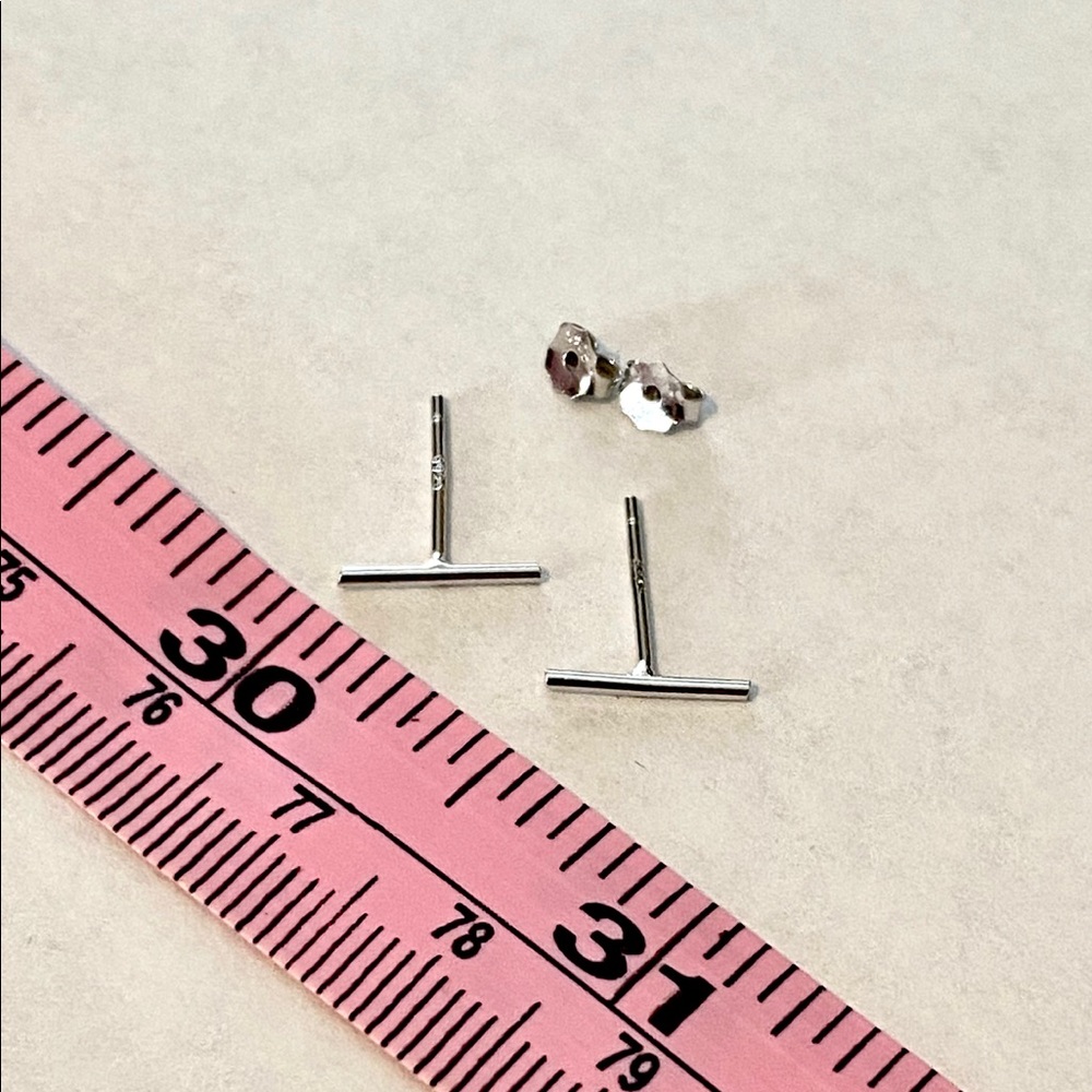 Sterling silver T bar earrings - Picture 6 of 6
